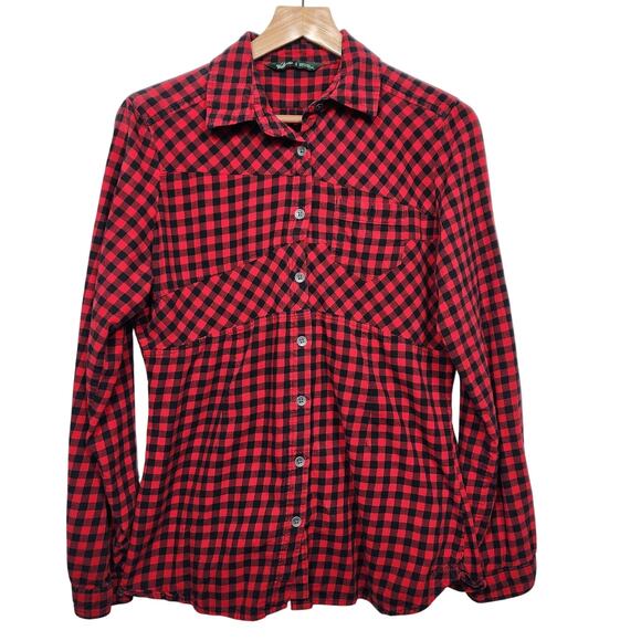 Women's Buffalo Plaid Flared Multipatterned Button up shirt Size Med - Picture 1 of 6